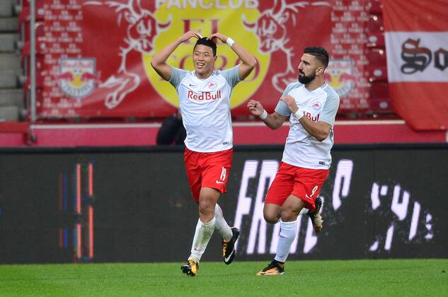 UEFA Champions League, third qualifying round, 1st leg, FC Red Bull Salzburg - HNK Rijeka 26.07.2017., Red Bull Arena, Salzburg, Austria - UEFA Champions League, third qualifying round, 1st leg, FC Red Bull Salzburg - HNK Rijeka. Hee Chan Hwang, Munas Dabbur. MarkoxPrpic PIXSELL