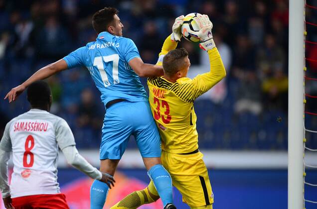 UEFA Champions League, third qualifying round, 1st leg, FC Red Bull Salzburg - HNK Rijeka 26.07.2017., Red Bull Arena, Salzburg, Austria - UEFA Champions League, third qualifying round, 1st leg, FC Red Bull Salzburg - HNK Rijeka. Mario Gavranovic, Alexander Walke. MarkoxPrpic PIXSELL