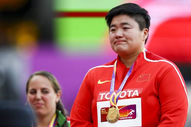 IAAF World Championships vom 04.-13.08.2017; London, 10.08.2017 Lijiao Gong (CHN) am 10.08.2017 im London Stadium waehrend der IAAF World Championships vom 04.-13.08.2017 in London (Great Britain). xakx