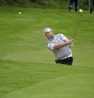 August 11th 2017, Galgorm Castle Golf Club, Galgorm, Northern Ireland; Northern Ireland Open, 2nd Round; Max Orrin (ENG) plays from the bunker on his approach to the 18th xNigelxCookex  ActionPlus11914511