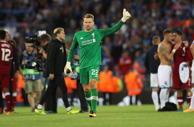 Simon Mignolet of Liverpool celebrates after the Champions League playoff round at the Anfield Stadium, Liverpool. Picture date 23rd August 2017. Picture credit should read: Lynne Cameron Sportimage EDITORIAL USE ONLY. No use with unauthorised audio, video, data, fixture lists, club league logos or live services. Online in-match use limited to 120 images, no video emulation. No use in betting, games or single club league player publications.