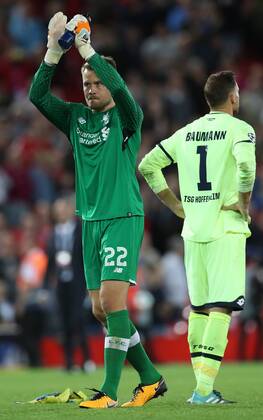 Simon Mignolet of Liverpool celebrates after the Champions League playoff round at the Anfield Stadium, Liverpool. Picture date 23rd August 2017. Picture credit should read: Lynne Cameron Sportimage EDITORIAL USE ONLY. No use with unauthorised audio, video, data, fixture lists, club league logos or live services. Online in-match use limited to 120 images, no video emulation. No use in betting, games or single club league player publications.