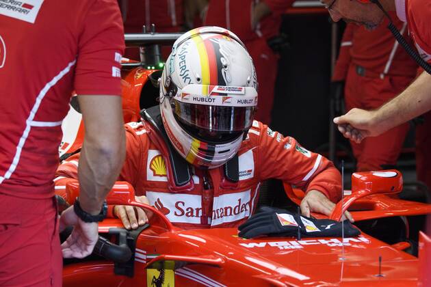 Ferrari s German driver Sebastian Vettel pictured during the free practice for the Grand Prix F1 of Belgium race, in Spa-Francorchamps, Friday 25 August 2017. The Spa-Francorchamps Formula One Grand Prix takes place this weekend, from August 25th to August 27th. NICOLASxLAMBERT x05152063x