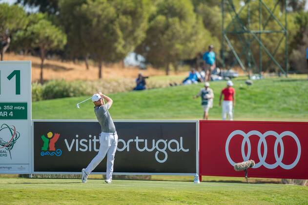 Lucas Bjerregaard tees off on the 11th during day 4 of the European Tour - Portugal Masters 2017 at Dom Pedro Victoria Golf Course, Vilamoura, Portugal on 24 September 2017. Copyright: xMatthewxBuchanx 16770267