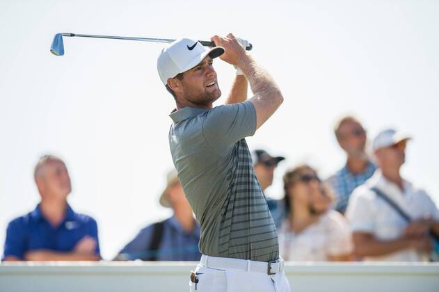 Lucas Bjerregaard watches his tee shot in the air during day 4 of the European Tour - Portugal Masters 2017 at Dom Pedro Victoria Golf Course, Vilamoura, Portugal on 24 September 2017. Copyright: xMatthewxBuchanx 16770276