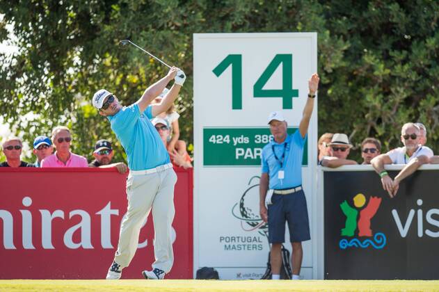 George Coetzee tees off on the 14th during day 4 of the European Tour - Portugal Masters 2017 at Dom Pedro Victoria Golf Course, Vilamoura, Portugal on 24 September 2017. Copyright: xMatthewxBuchanx 16770281
