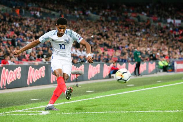 England s Marcus Rashford during the World Cup Qualifying - European - Group F match at Wembley Stadium, London. Picture date 5th October 2017. Picture credit should read: Charlie Forgham-Bailey Sportimage EDITORIAL USE ONLY. No use with unauthorised audio, video, data, fixture lists, club league logos or live services. Online in-match use limited to 120 images, no video emulation. No use in betting, games or single club league player publications.