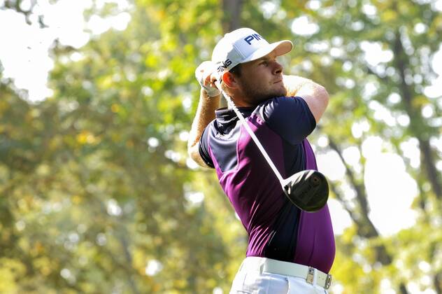 15th October 2017, Golf Club Milano, Monza, Italy; Tyrrell Hatton of England on his way to winning the tournament during the Italian Open Golf final round;  ActionPlus11940845