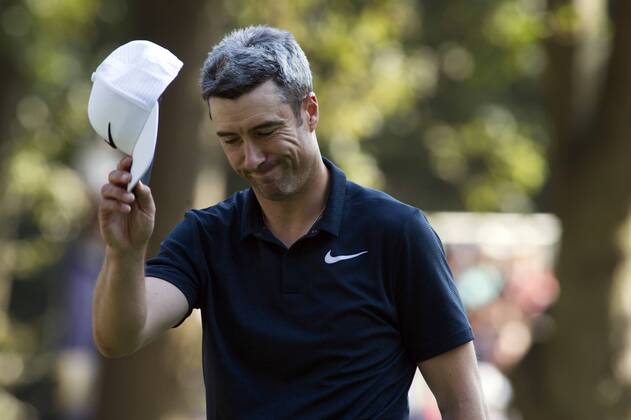 15th October 2017, Golf Club Milano, Monza, Italy; Ross Fisher of England salutes the crowd on the 8th green during the Italian Open Golf final round; Fisher finished in joint 2nd place  ActionPlus11940861