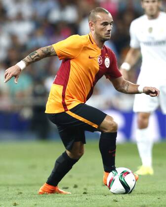 MADRID, 17-08-2015. Santiago Bernabeu Stadium, Santiago Bernabeu trophy. 2015 2016. Real Madrid - Galatasaray. Wesley Sneijder of Galatasaray. Real Madrid - Galatasaray (Santiago Bernabeu trophy)