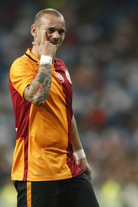 MADRID, 18-08-2015. Santiago Bernabeu Stadium, Santiago Bernabeu trophy. 2015 2016. Real Madrid - Galatasaray. Wesley Sneijder of Galatasaray. Real Madrid - Galatasaray (Santiago Bernabeu trophy)