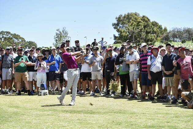 26th November 2017, The Australian Golf Club, Sydney, Australia; Emirates Australian Open Golf, final round; Lucas Herbert (AUS) hits a shot from the rough  ActionPlus11956383
