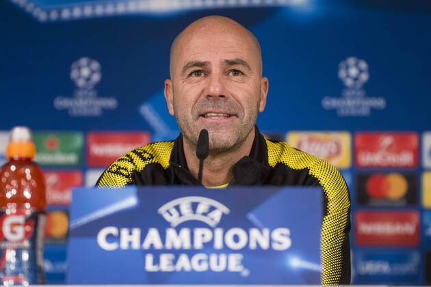 Borussia Dortmund coach Peter Bosz during press conference PK Pressekonferenz day before UEFA Champions League match between Real Madrid and Borussia Dortmund at Santiago Bernabeu Stadium in Madrid, Spain. December 05, 2017.  (20171205013)