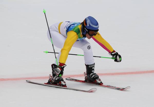 Viktoria Rebensburg ist Olmypiasiegerin im Riesenslalom Der Moment des Sieges aufgenommen bei den Olympischen Spielen in Whistler Mountain - Olympic Games Olympische Spiele Olympia OS Ladies Giant Slalom Alpine Skiing, Whistler Mountain British Columbia Kanada