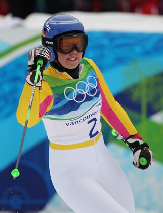 Viktoria Rebensburg ist Olmypiasiegerin im Riesenslalom aufgenommen bei den Olympischen Spielen in Whistler Mountain - Olympic Games Olympische Spiele Olympia OS Ladies Giant Slalom Alpine Skiing, Whistler Mountain British Columbia Kanada