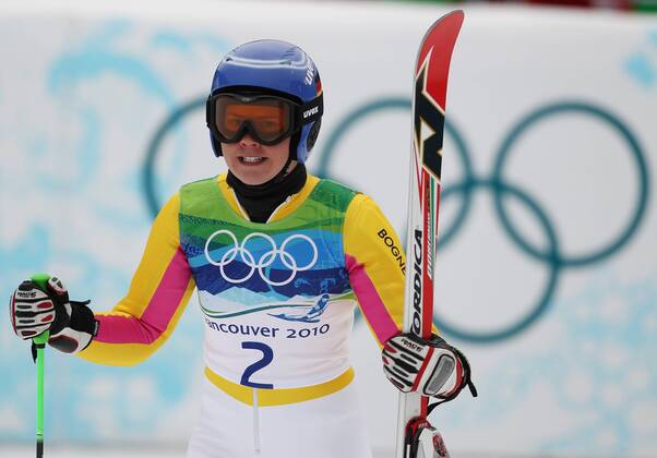 Viktoria Rebensburg ist Olmypiasiegerin im Riesenslalom aufgenommen bei den Olympischen Spielen in Whistler Mountain - Olympic Games Olympische Spiele Olympia OS Ladies Giant Slalom Alpine Skiing, Whistler Mountain British Columbia Kanada