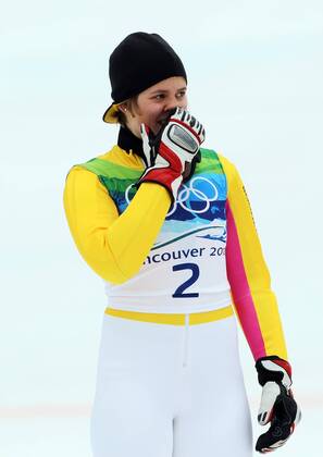 Viktoria Rebensburg ist Olmypiasiegerin im Riesenslalom aufgenommen bei den Olympischen Spielen in Whistler Mountain - Olympic Games Olympische Spiele Olympia OS Ladies Giant Slalom Alpine Skiing, Whistler Mountain British Columbia Kanada