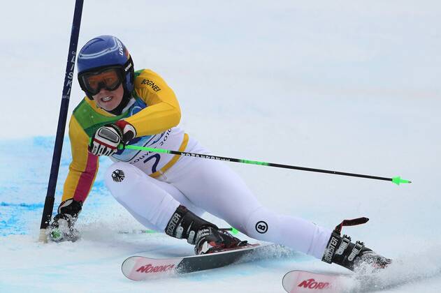 Viktoria Rebensburg ist Olmypiasiegerin im Riesenslalom aufgenommen bei den Olympischen Spielen in Whistler Mountain - Olympic Games Olympische Spiele Olympia OS Ladies Giant Slalom Alpine Skiing, Whistler Mountain British Columbia Kanada