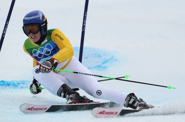 Viktoria Rebensburg ist Olmypiasiegerin im Riesenslalom aufgenommen bei den Olympischen Spielen in Whistler Mountain - Olympic Games Olympische Spiele Olympia OS Ladies Giant Slalom Alpine Skiing, Whistler Mountain British Columbia Kanada
