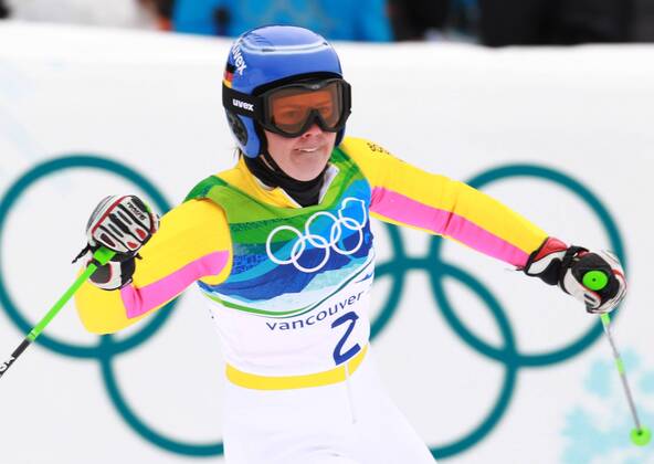 Viktoria Rebensburg ist Olmypiasiegerin im Riesenslalom aufgenommen bei den Olympischen Spielen in Whistler Mountain - Olympic Games Olympische Spiele Olympia OS Ladies Giant Slalom Alpine Skiing, Whistler Mountain British Columbia Kanada