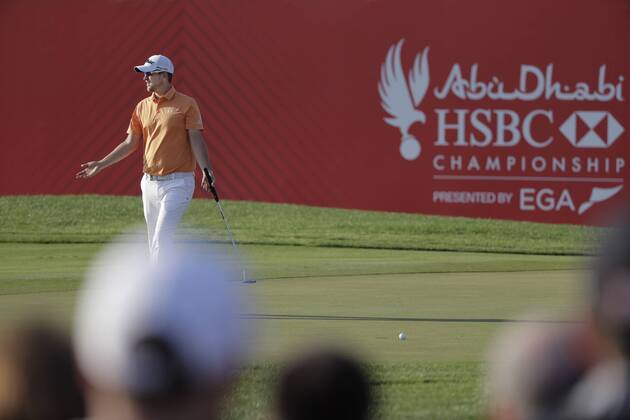 HSBC Abu Dhabi Golf Championship Day Three Bernd Wiesberger reacts after his putt on the 18th green on Day Three of the HSBC Abu Dhabi Golf Championship at Abu Dhabi Golf Club, UAE. Content Not Available For UK Newspapers Copyright: xNickxWhitworthx FIL-11241-0076