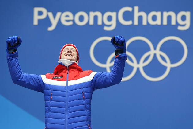 OLYMPICS - 2018 Winter Olympics PYEONGCHANG,SOUTH KOREA,16.FEB.18 - OLYMPICS,BIATHLON - Olympic Winter games Winterspiele Spiele Summer games PyeongChang 2018, Medals Plaza, 20km biathlon, men, award ceremony. Image shows Johannes Thingnes Boe (NOR). GEPAxpictures xMathiasxMandl
