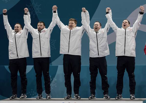 February 24, 2018 - Pyeongchang, KOR - Team USA celebrates a 10-7 win in the gold-medal match against Sweden on Saturday, Feb. 24, 2018, at the Pyeongchang Winter Olympics Gangneung Curling Centre. John Shuster leads Team USA to Olympic curling gold - ZUMAm67_ 20180224_zaf_m67_004 Copyright: xCarlosxGonzalezx
