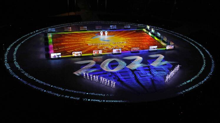 Olympia-Bilder des Tages Pyeongchang Olympics Illumination reads 2022 for the next Winter Olympics in Beijing during the closing ceremony of the Pyeongchang Olympics in South Korea on Feb. 25, 2018. 
