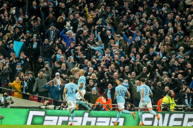 Vincent Kompany of Manchester City celebrates scoring his goal during the EFL Carabao Cup Final match between Arsenal and Manchester City at Wembley Stadium, London, England on 25 February 2018. Copyright: xSalvioxCalabresex 19050079