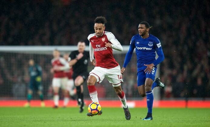 Pierre-Emerick Aubameyang of Arsenal during the Premier League match between Arsenal and Everton at the Emirates Stadium, London, England on 3 February 2018. Copyright: xAndrewxAleksiejczukx PMI-1791-0035
