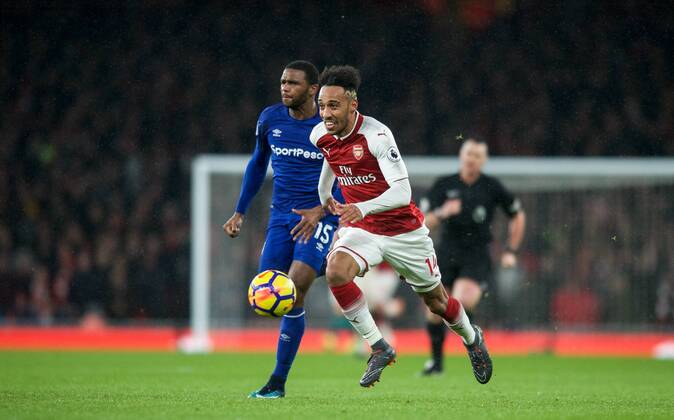 Pierre-Emerick Aubameyang of Arsenal during the Premier League match between Arsenal and Everton at the Emirates Stadium, London, England on 3 February 2018. Copyright: xAndrewxAleksiejczukx PMI-1791-0037