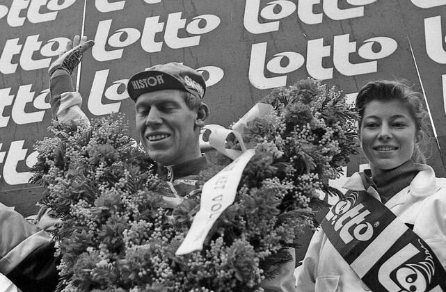 - GENT, BELGIUM: File picture dated 04 March 1989 shows Etienne De Wilde celebrating on the podium after winning the Omloop Het Volk cycling race ahead of Sean Kelly. BELGAxARCHIVES x74599498x