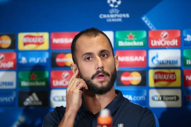 - MANCHESTER, UNITED KINGDOM: Club s Victor Vazquez Solsona pictured during a press conference PK Pressekonferenz of Belgian soccer team Club Brugge KV in Manchester, United Kingdom, Monday 17 August 2015. Tomorrow Club is playing British soccer club Manchester United ManU FC, the first leg game of the play-offs for the UEFA Champions League competition. BRUNOxFAHY x84295793x
