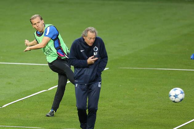 - MANCHESTER, UNITED KINGDOM: Club s Rudy Ruud Vormer and Club s head coach Michel Preud homme pictured during a training session of Belgian soccer team Club Brugge KV in Manchester, United Kingdom, Monday 17 August 2015. Tomorrow Club is playing British soccer club Manchester United ManU FC, the first leg game of the play-offs for the UEFA Champions League competition. BRUNOxFAHY x84299691x