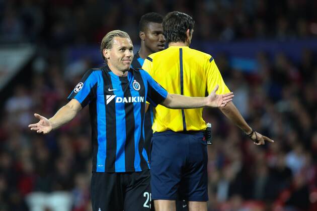 - MANCHESTER, UNITED KINGDOM: Club s Rudy Ruud Vormer reacts during a soccer game between British club Manchester United ManU FC and Belgian team Club Brugge KV in Manchester, United Kingdom, Tuesday 18 August 2015, the first leg of the play-offs for the UEFA Champions League competition. BRUNOxFAHY x84381750x