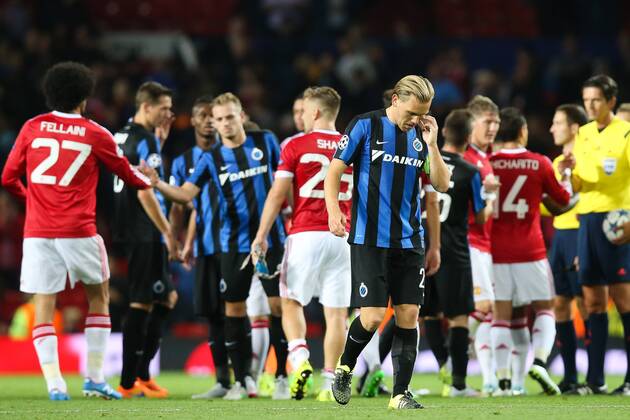 - MANCHESTER, UNITED KINGDOM: Club s Rudy Ruud Vormer looks dejected after a soccer game between British club Manchester United ManU FC and Belgian team Club Brugge KV in Manchester, United Kingdom, Tuesday 18 August 2015, the first leg of the play-offs for the UEFA Champions League competition. BRUNOxFAHY x84383869x