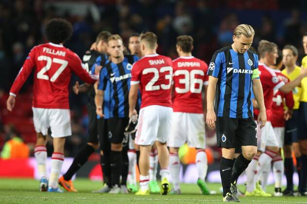 - MANCHESTER, UNITED KINGDOM: Club s Rudy Ruud Vormer looks dejected after a soccer game between British club Manchester United ManU FC and Belgian team Club Brugge KV in Manchester, United Kingdom, Tuesday 18 August 2015, the first leg of the play-offs for the UEFA Champions League competition. BRUNOxFAHY x84383877x