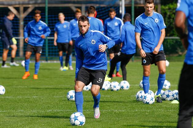 - BRUGGE, BELGIUM: Club s Tuur Dierckx pictured during a training session of Club Brugge KV, in Brugge, Tuesday 25 August 2015. Tomorrow Belgian first league soccer team Club Brugge will play the return game of the play-offs of the Uefa Champions League competition against British soccer club Manchester United ManU FC. Manchester United won the first leg 3-1. BRUNOxFAHY x84602397x