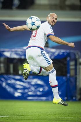 - GENT, BELGIUM: Lyon s Christophe Jallet scores a goal during the first game in the group stage of the Uefa Champions League competition, in group H, between Belgian first league soccer team KAA Gent and Olympique Lyon, in Gent, Wednesday 16 September 2015. JASPERxJACOBS  x85281335x