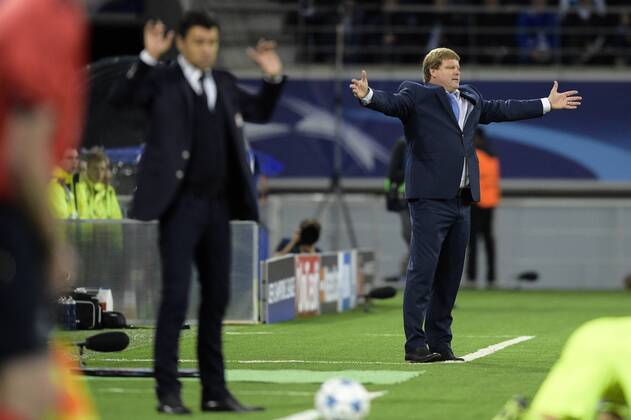 - GENT, BELGIUM: Lyon s head coach Hubert Fournier and Gent s head coach Hein Vanhaezebrouck pictured during the first game in the group stage of the Uefa Champions League competition, in group H, between Belgian first league soccer team KAA Gent and Olympique Lyon, in Gent, Wednesday 16 September 2015. YORICKxJANSENS x85282052x
