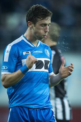 - GENT, BELGIUM: Gent s Brecht Dejaegere reacts during the Jupiler Pro League match between KAA Gent and Sporting Charleroi, in Gent, Sunday 08 November 2015, on the 15th day of the Belgian soccer championship. JASPERxJACOBS x87166007x