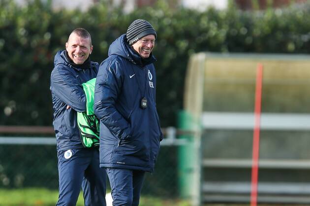 - BRUGGE, BELGIUM: Club s assistant coach Stephan Van der Heyden and Club s head coach Michel Preud homme pictured during a training session of Belgian first division Club Brugge, in Brugge, Wednesday 25 November 2015. Tomorrow first league soccer club Club Brugge will play the fifth game in the group stage of the Uefa Europa League competition against Italian soccer club Napoli, in the group D. BRUNOxFAHY x87696533x