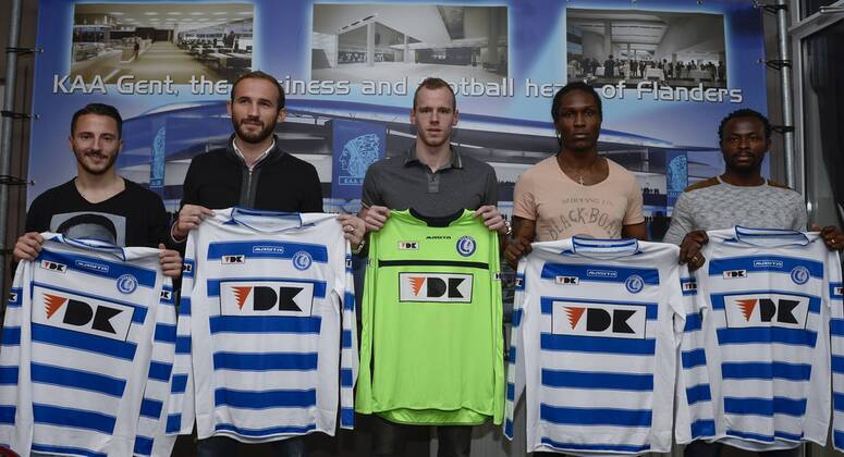 - GENT, BELGIUM: Gent s Danijel Milicevic, Gent s Ante Puljic, Gent s Matz Sels, Gent s Habib Habibou and Gent s Zie Diabate pictured during a press conference PK Pressekonferenz of Belgian first league soccer team KAA Gent to present five new players, Friday 17 January 2014, in Gent. DIRKxWAEM x51784338x