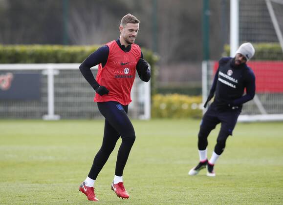 England s Jordan Henderson during training at the Tottenham Hotspur Training Centre, London. Picture date: March 26th 2018. Picture credit should read: David Klein Sportimage EDITORIAL USE ONLY. No use with unauthorised audio, video, data, fixture lists, club league logos or live services. Online in-match use limited to 120 images, no video emulation. No use in betting, games or single club league player publications.