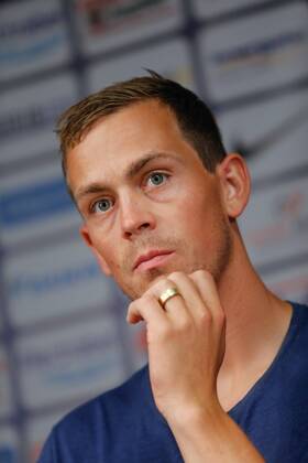 - BRUGGE, BELGIUM: Club s Tom De Sutter pictured during a press conference PK Pressekonferenz of Belgian First Division soccer team Club Brugge in Brugge, Wednesday 07 August 2013. Tomorrow Club Brugge plays the return game of the third qualifying round against Polish team WKS Slask Wroclaw in the UEFA Europa League. BRUNOxFAHY x45095330x