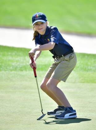 Alissa Helminen putts during the Drive Chip & Putt National Finals at Augusta National Golf Club during Masters week on April 1, 2018 in Augusta, Georgia.  AUG20180401311 KEVINxDIETSCH