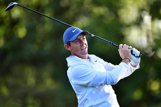 Rory McIlroy watches his drive off the 2nd fairway during a practice round before the start of the Masters at Augusta National Golf Club, on April 2, 2018 in Augusta, Georgia.  AUG20180402305 KEVINxDIETSCH