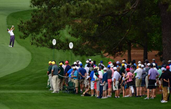Sergio Garcia hits on the 2nd fairway during a practice round before the start of the Masters at Augusta National Golf Club, on April 2, 2018 in Augusta, Georgia.  AUG20180402340 KEVINxDIETSCH