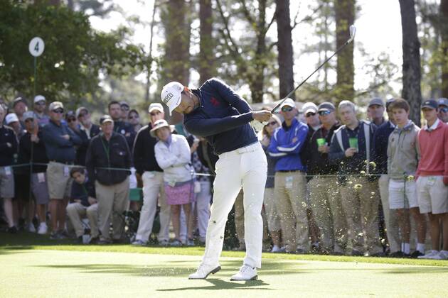 Satoshi Kodaira of Japan hits his tee shot on the 4th hole in the 1st round of the 2018 Masters Tournament at the Augusta National Golf Club in Augusta, Georgia, on April 5, 2018.  AUG20180405112 JOHNxANGELILLO