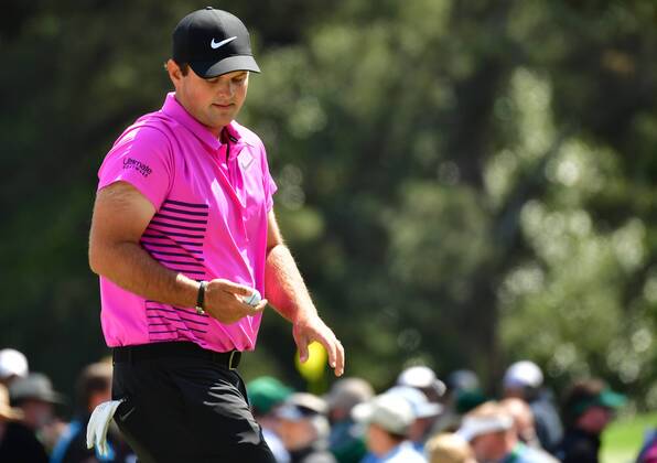 Patrick Reed walks off of the 1st hole after making a bogey in the final round of the 2018 Masters Tournament at the Augusta National Golf Club in Augusta, Georgia, on April 8, 2018.  AUG20180408101 KEVINxDIETSCH